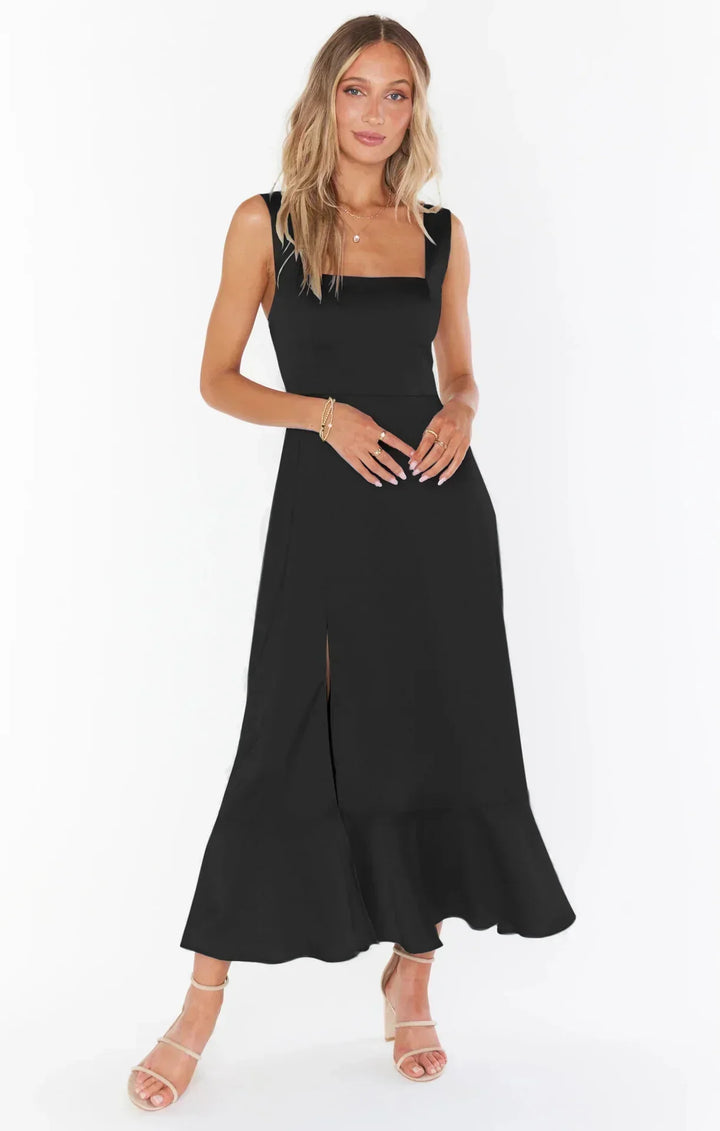 Levoire | Robe D'Été Élégante Imprimée Sans Manches Vêtement De Loisirs Noir
