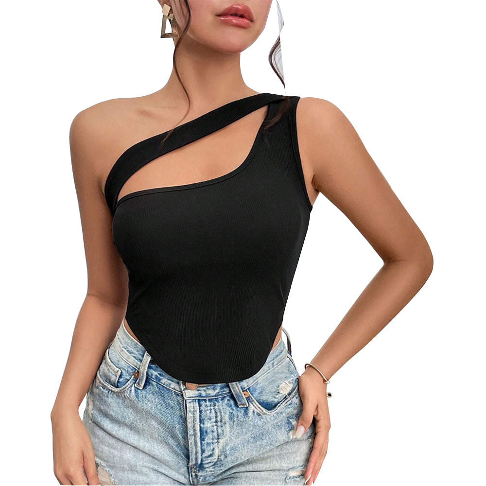 Body asymétrique pour femmes avec de fines bretelles spaghetti et tissu élastique Levoire