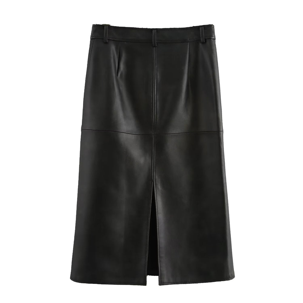 Levoire | Jupe midi en simili cuir légère tendance