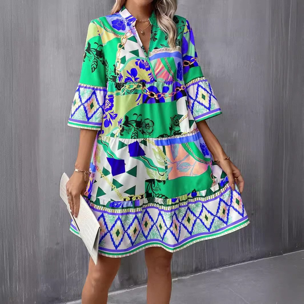 Levoire | Élégante robe-blouse à volants à manches cinq points