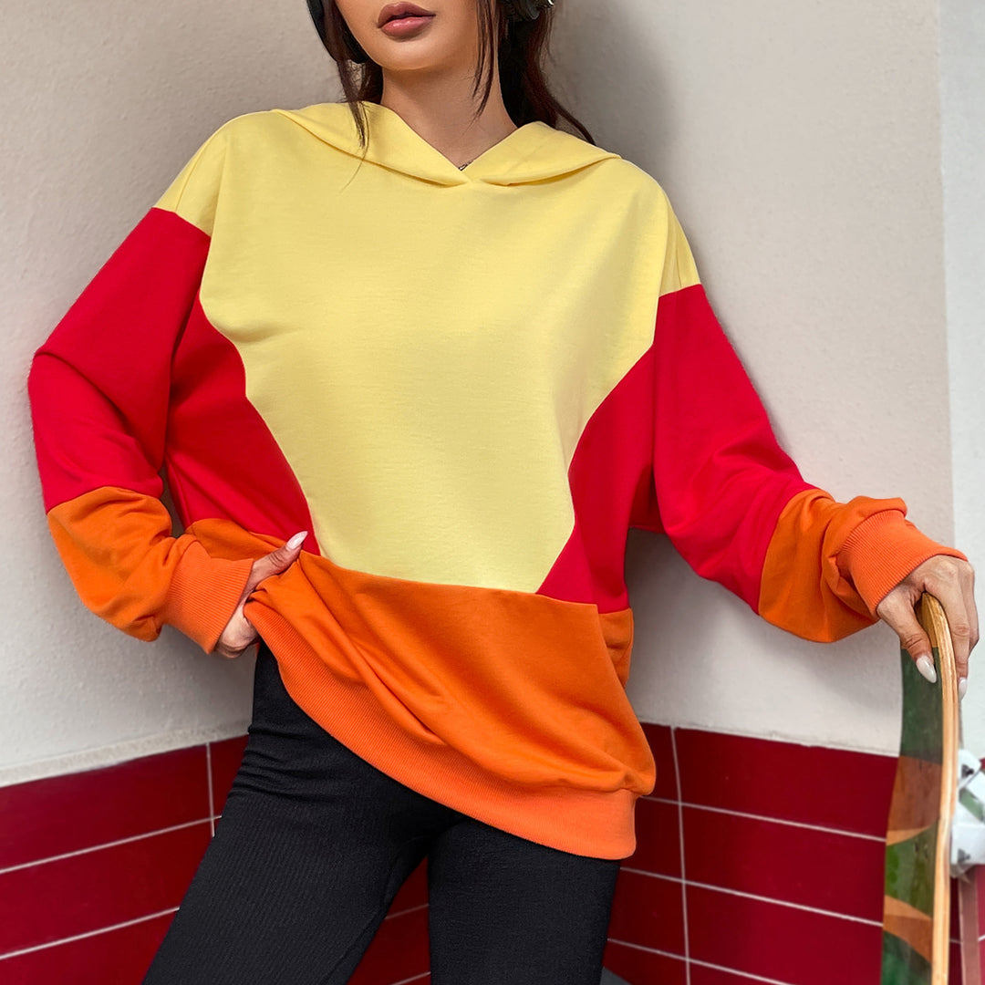 Hoodie décontracté pour femmes avec un design coloré en blocs de couleurs Levoire
