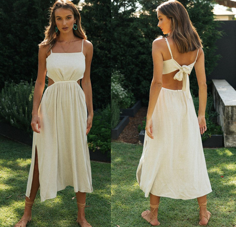 Robe maxi pour femmes avec une découpe arrière ludique et une haute fente Levoire