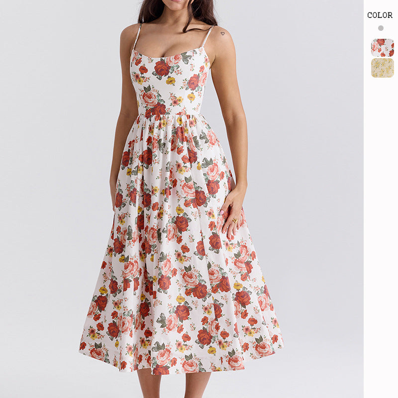 Robes maxi pour femmes avec motif floral et silhouette élégante et fluide Levoire