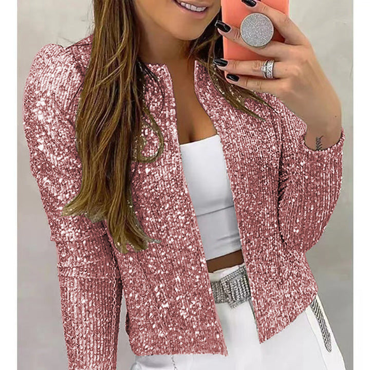 Levoire | Trendik couleur estompée Paillette Veste courte de loisirs Rosa