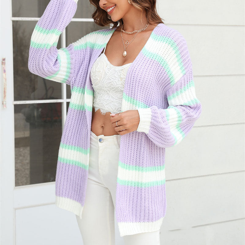 Levoire | Gilet Femmes Rayé Coloré Long