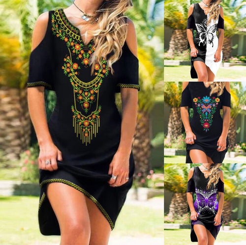 Levoire | Robe à volants en petite taille imprimée sans bretelles élégante