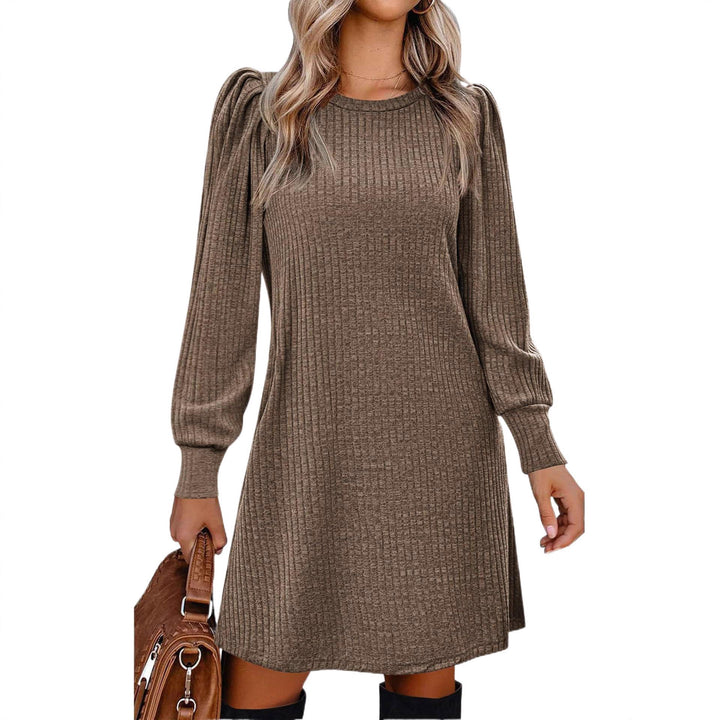 Robe pull femme avec tricot à côtes décontracté et élégantes manches bouffantes Levoire
