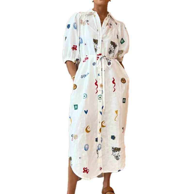 Robe d'été pour femme avec design d'embroidery coloré Levoire