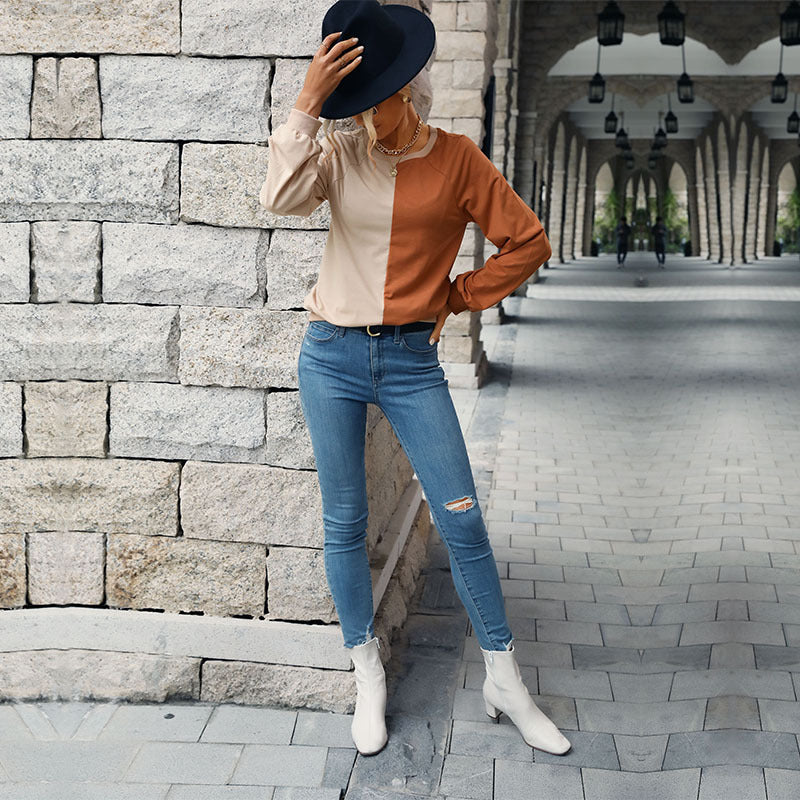 Sweat-shirt féminin à la mode avec un design tendance en color block Levoire