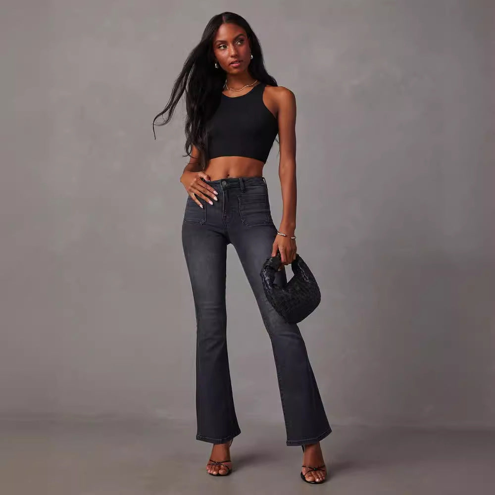 Jeans évasés taille haute pour femmes avec coupe parfaite et ajustement extensible Levoire