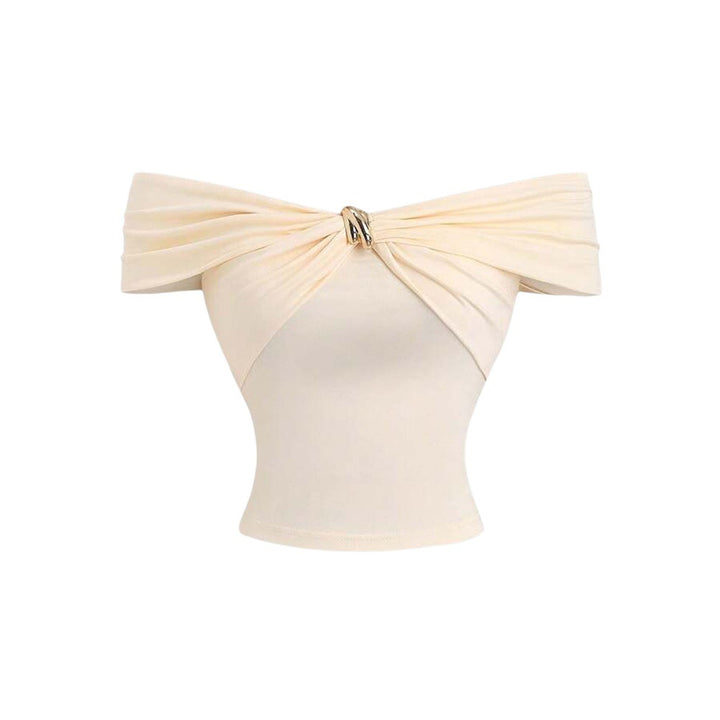 Top Femme Hors Épaule avec Effet Drapé Double et Fermeture Élégante Levoire