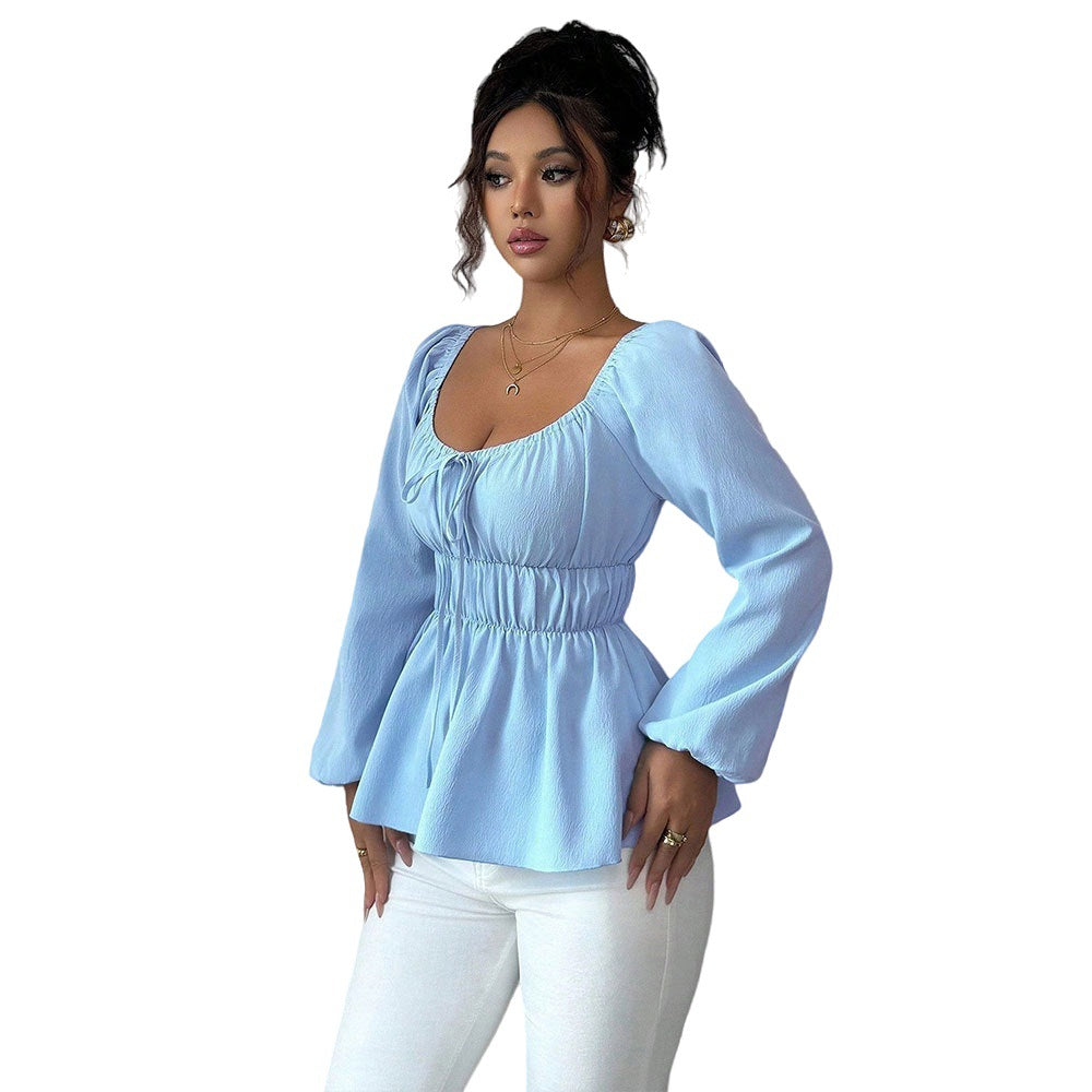 Blouse décontractée pour femmes avec insert à la taille et manches volumineuses Levoire