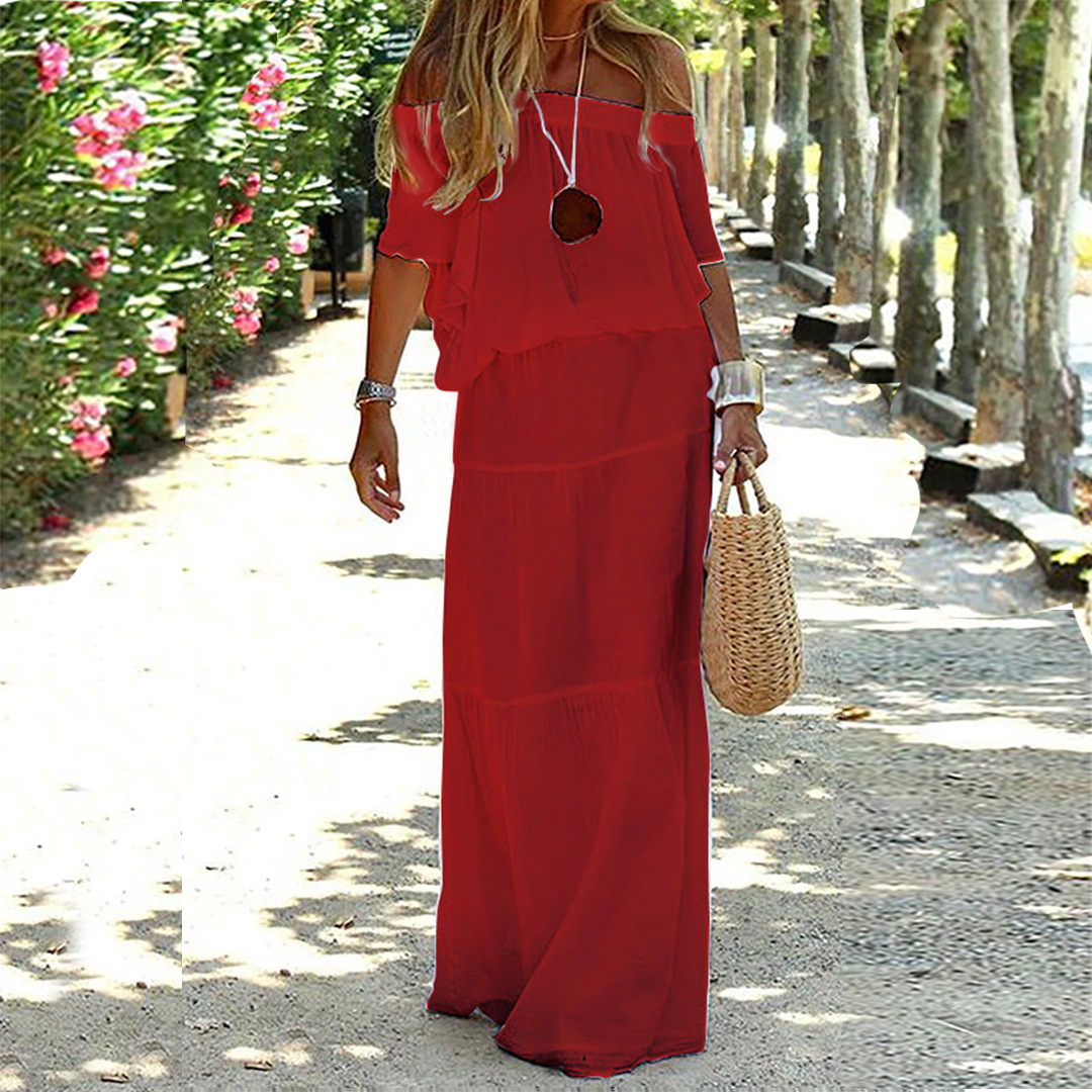 Levoire | Robe Maxi Bohémienne Avec Épaule Dénudée Pour Femmes Rot