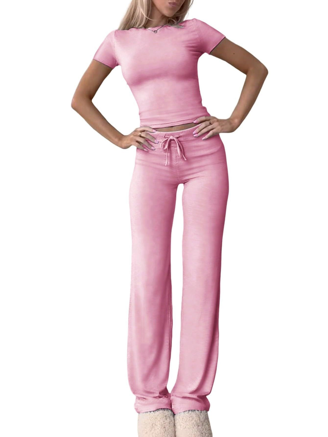 Levoire | Ensemble Sportif Haut Décontracté Pantalons Longs Ensemble Rosa
