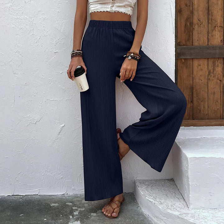 Levoire | Pantalon D'Été Élégant Et Léger Pour Femmes Avec Jambe Évasée Bleu foncé