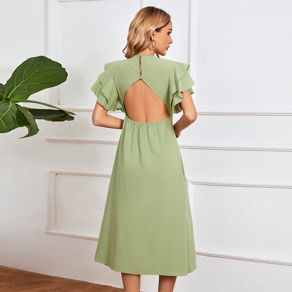 Levoire | A-line dress with back cutout A-line knee-length dress