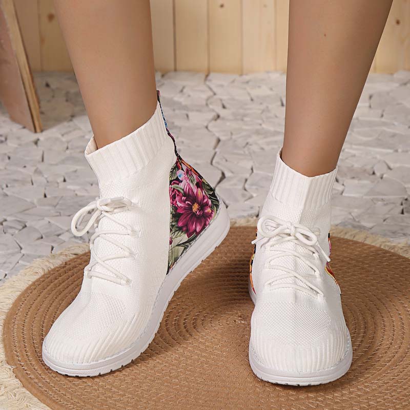 Levoire | Baskets Mixtes Confortables Mi-Longues Avec Détail En Fleurs Sur Le Talon Pour Femmes
