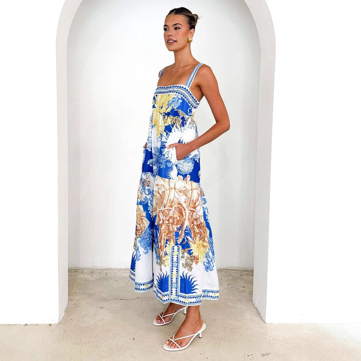 Robe maxi pour femme avec un magnifique design floral et des bretelles étroites Levoire