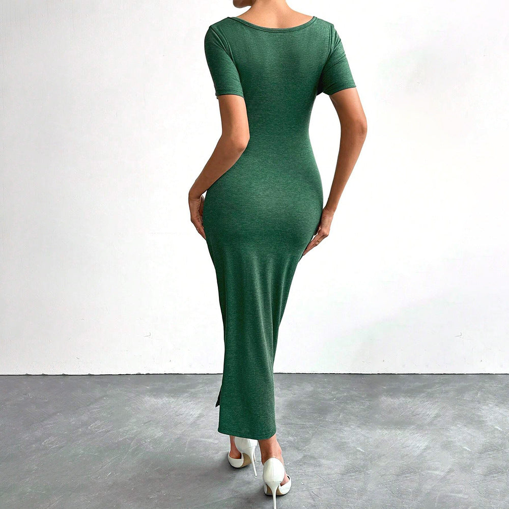 Robe enveloppante ajustée pour femmes avec fente sur le côté et détails en volants Levoire