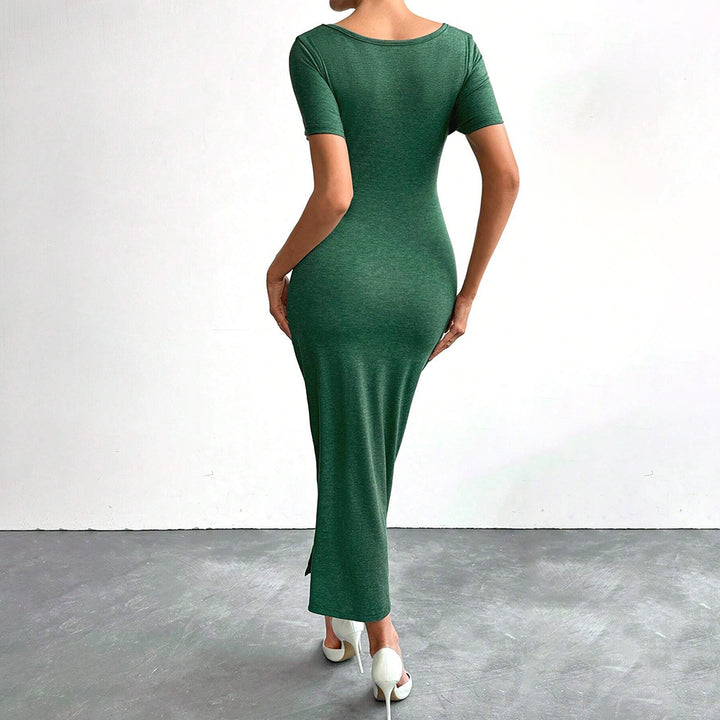Robe enveloppante ajustée pour femmes avec fente sur le côté et détails en volants Levoire