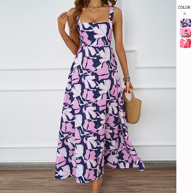 Robe maxi femme avec design floral et bretelles sophistiquées Levoire