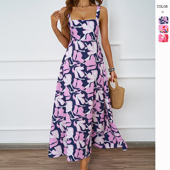 Robe maxi femme avec design floral et bretelles sophistiquées Levoire