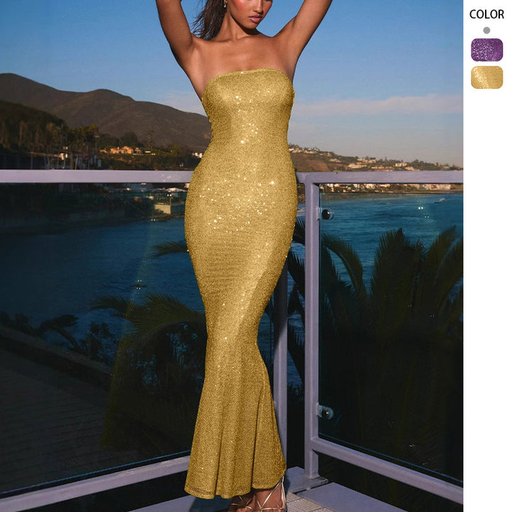Robe de soirée glamour pour femmes en coupe ajustée avec des sequins scintillants Levoire
