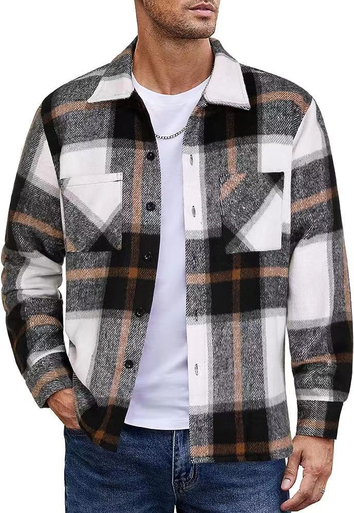 Levoire | Chemise À Carreaux Moderne Pour Hommes Avec Poches Doubles Noir