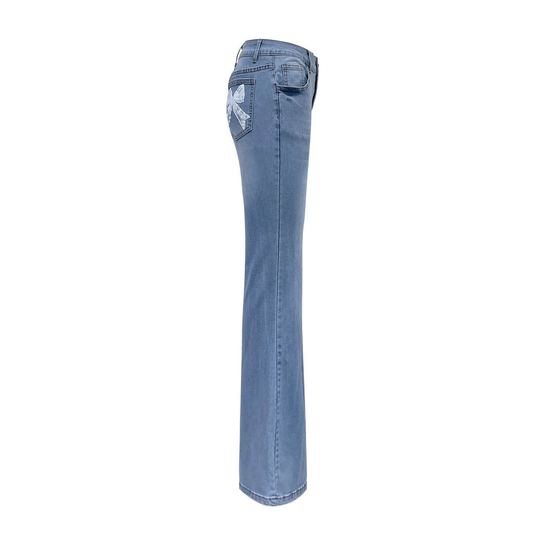 Jeans évasés pour femmes avec nœuds décoratifs Levoire