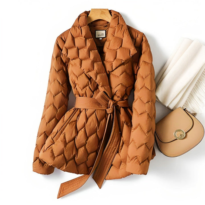 Levoire | Doudoune D'hiver Pour Femme | Ceinture Brun