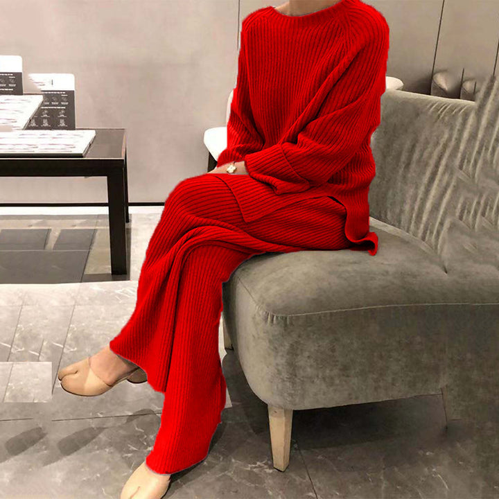 Costume en tricot côtelé pour femmes avec haut ample et jambes larges Levoire