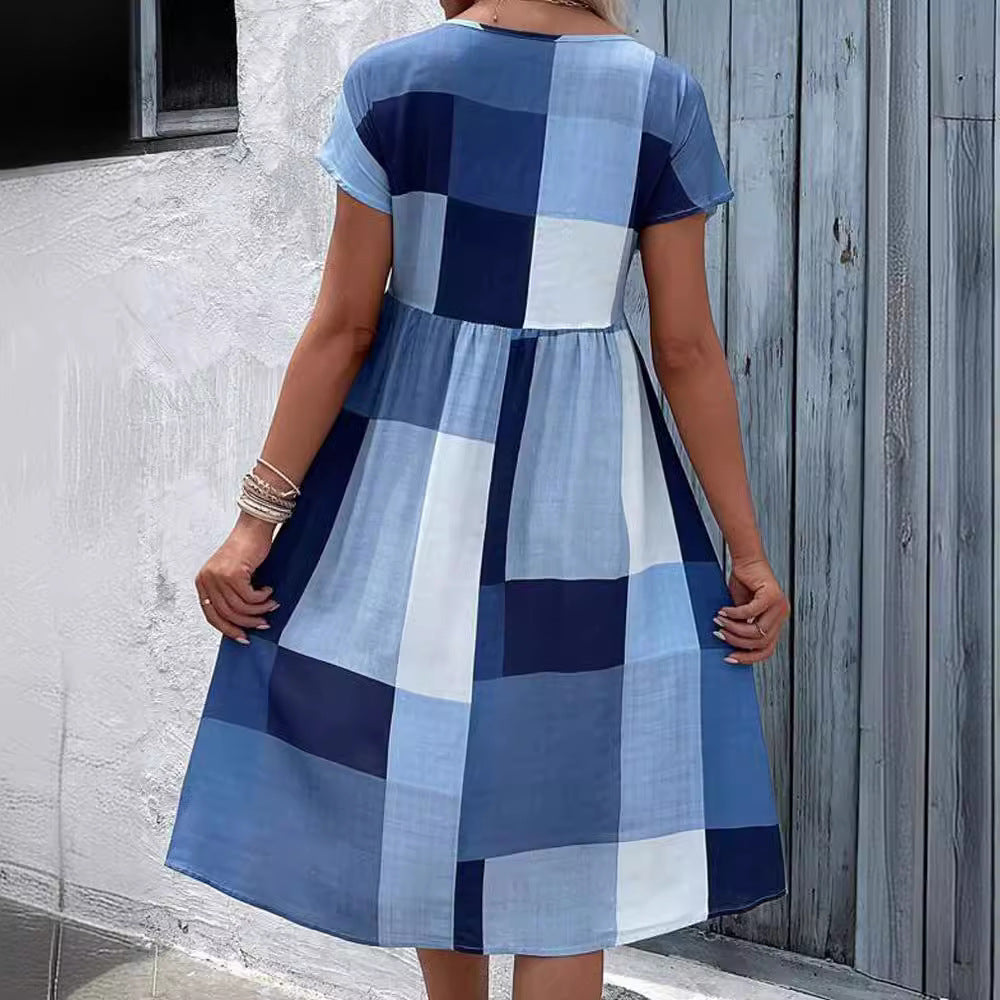 Levoire | Robe à manches batwing à blocs de couleur à carreaux élégante