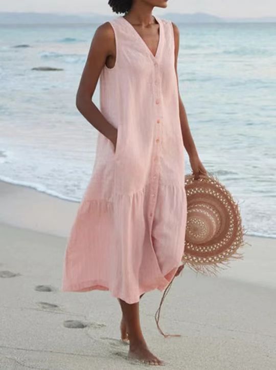 Levoire | Robe D'Été Confortable Avec Poches Rosa