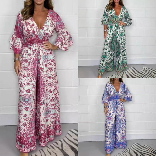 Combinaison féminine avec design floral et manches évasées larges Levoire