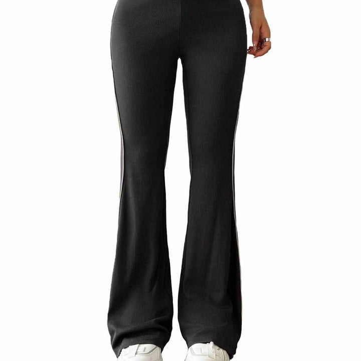 Pantalon évasé sportif pour femmes avec taille haute et inserts latéraux contrastés Levoire
