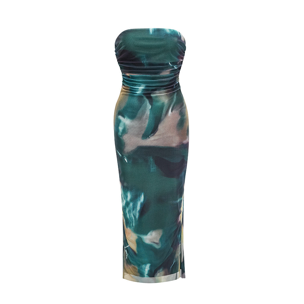 Levoire | Robe à col en V avec fente latérale Vert