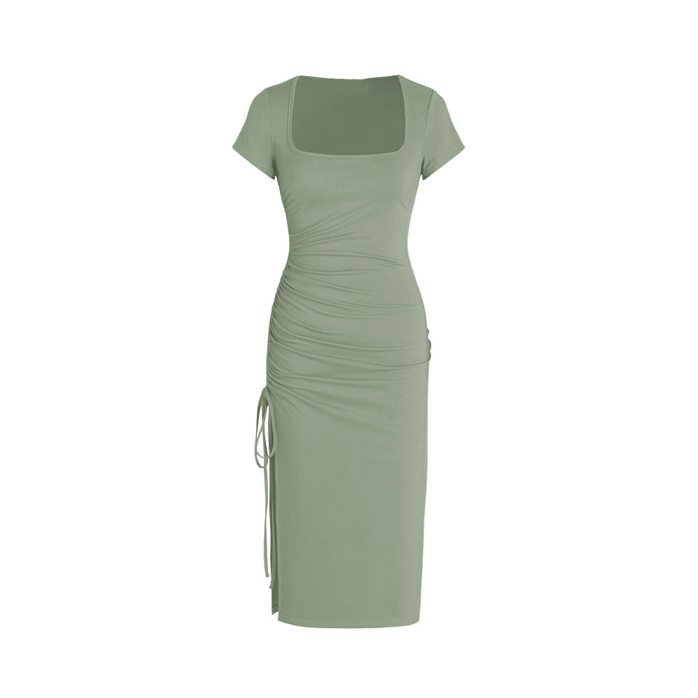 Robe midi moulante pour femme avec fente latérale et détails froncés Levoire