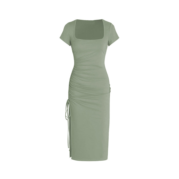 Robe midi moulante pour femme avec fente latérale et détails froncés Levoire