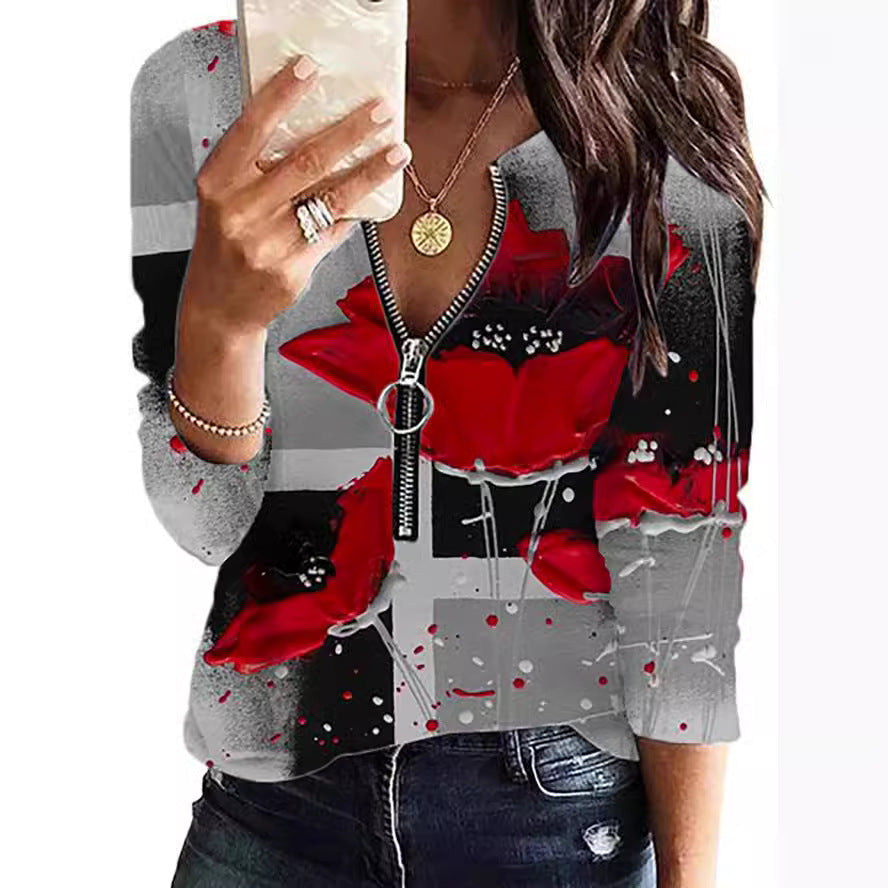 Levoire | Rennokas imprimé à manches longues T-shirt zippé