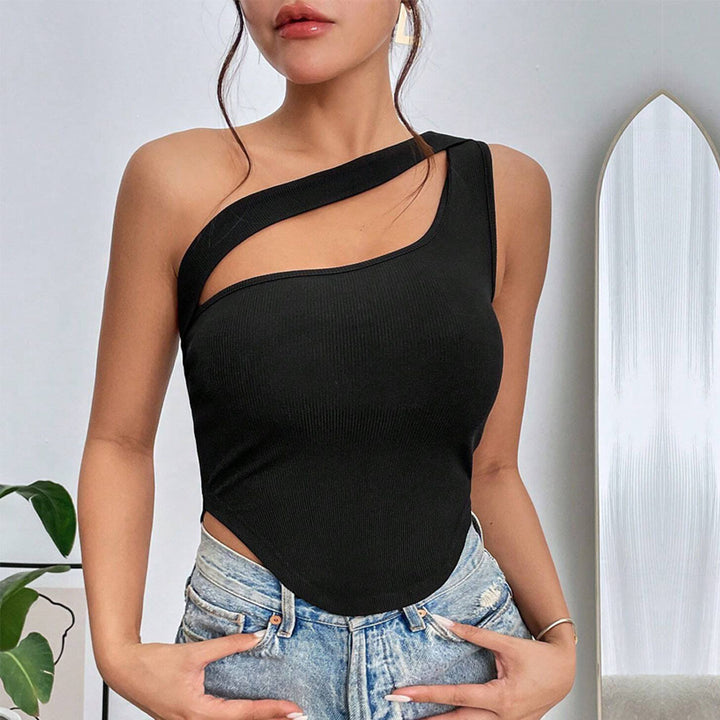 Body asymétrique pour femmes avec de fines bretelles spaghetti et tissu élastique Levoire