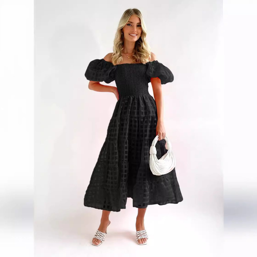 Robe maxi pour femmes avec manches bouffantes et haut élastique Levoire