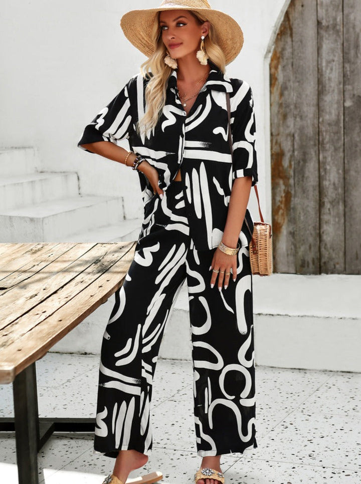 Levoire | Ensemble Deux Pièces Avec Chemise Imprimée Et Pantalon