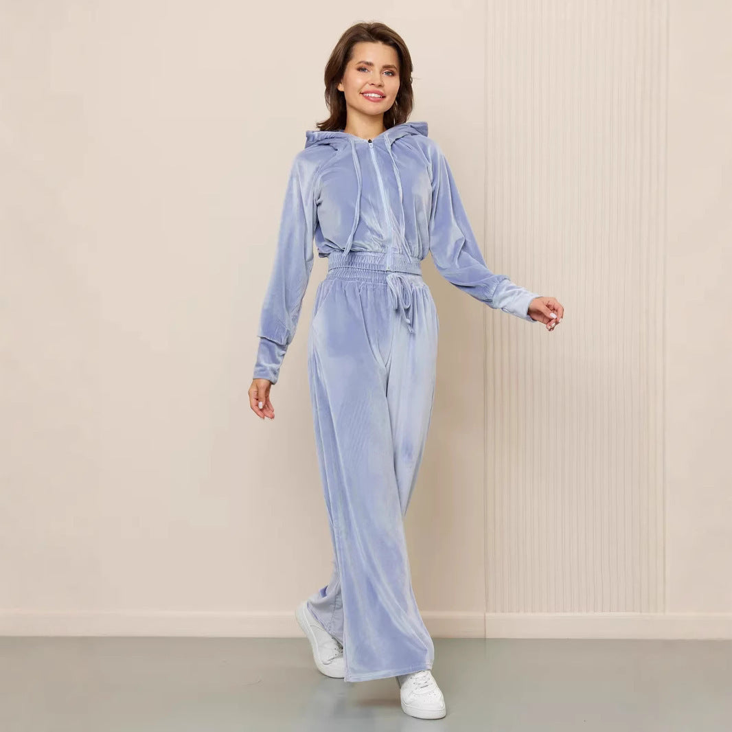 Levoire | Confortable Hopeafox-Velours-Hoodie-Couleur-Pantalon-Set