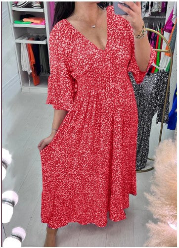 Levoire | Élégant V-top fleurs grande taille décontracté maillot de bain Rot