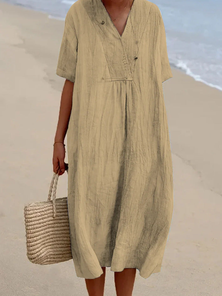 Levoire | Charme Estivale En Coton Et Lin Khaki