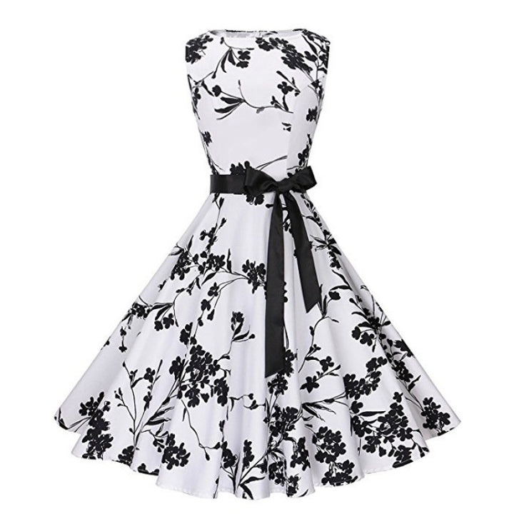 Robe vintage swing pour femme avec motif floral et silhouette ajustée Levoire