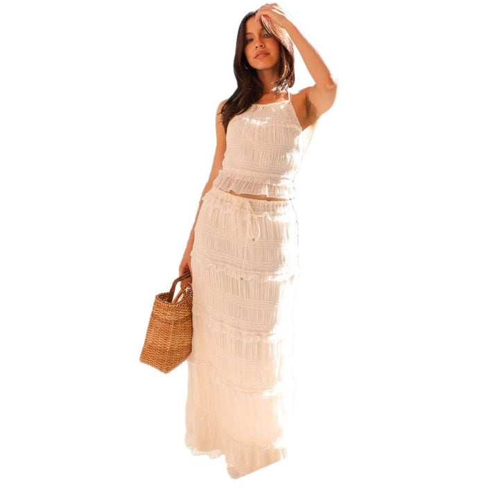 Ensemble haut et jupe maxi pour femme avec détails à volants Levoire