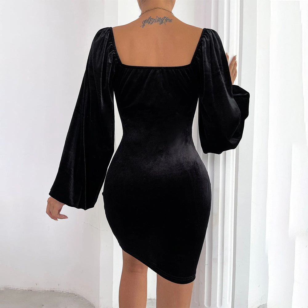 Levoire | Robe en velours Manches bouffantes Robe fourreau en velours