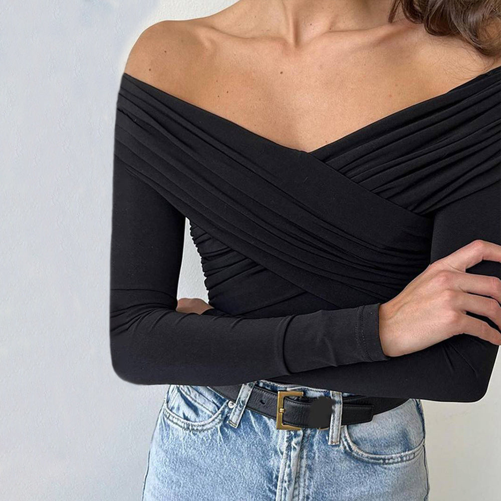 Body femme à manches longues avec un style décontracté épaule dénudée et un détail drapé sophistiqué Levoire