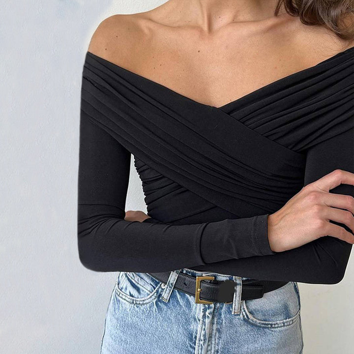 Body femme à manches longues avec un style décontracté épaule dénudée et un détail drapé sophistiqué Levoire